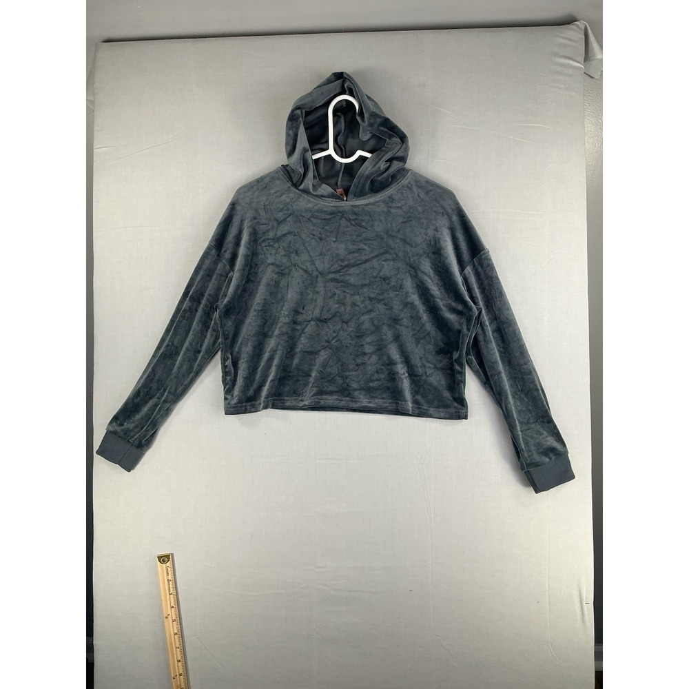 Emmi Jordan Velour Cropped Hoodie Gray Women's Small
